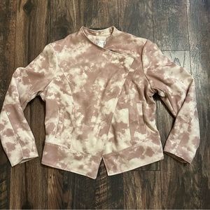 Venus pink and white moto style long sleeve jacket size large